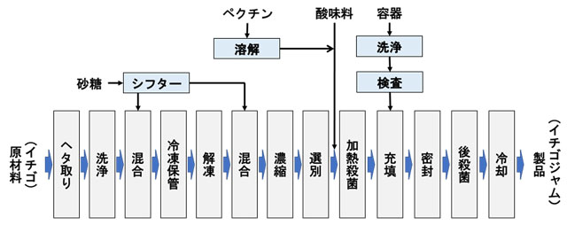 図⒈ イチゴジャムの製造プロセス例