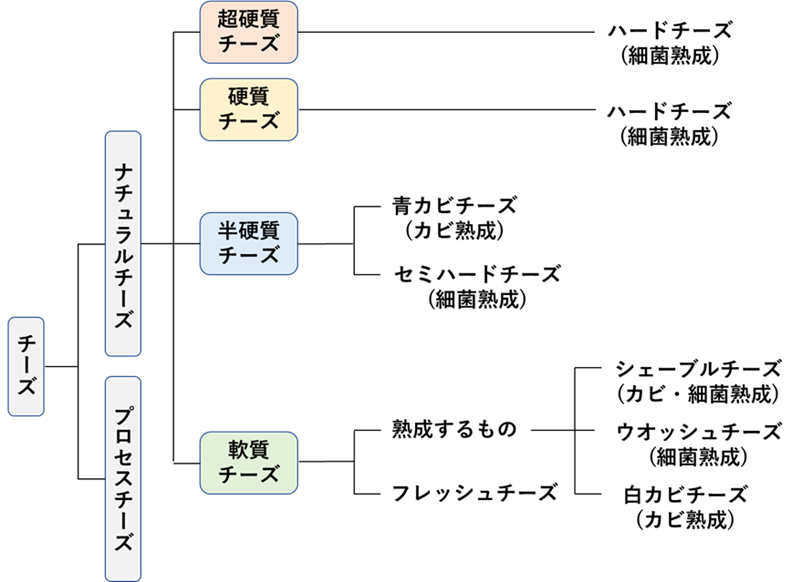 図4. チーズの分類（硬さによる分類）