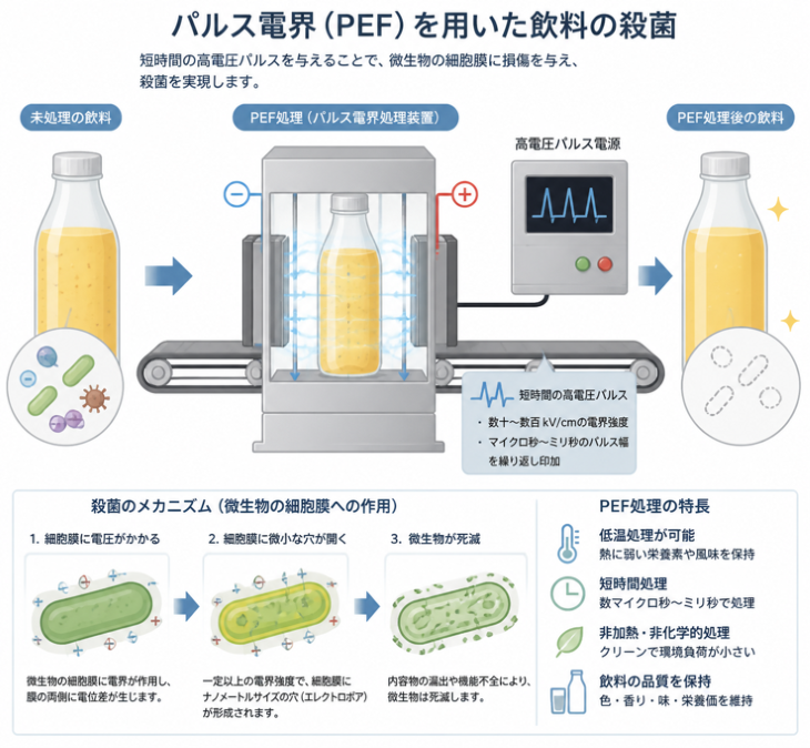 図１．パルス電界（PEF）のイメージ