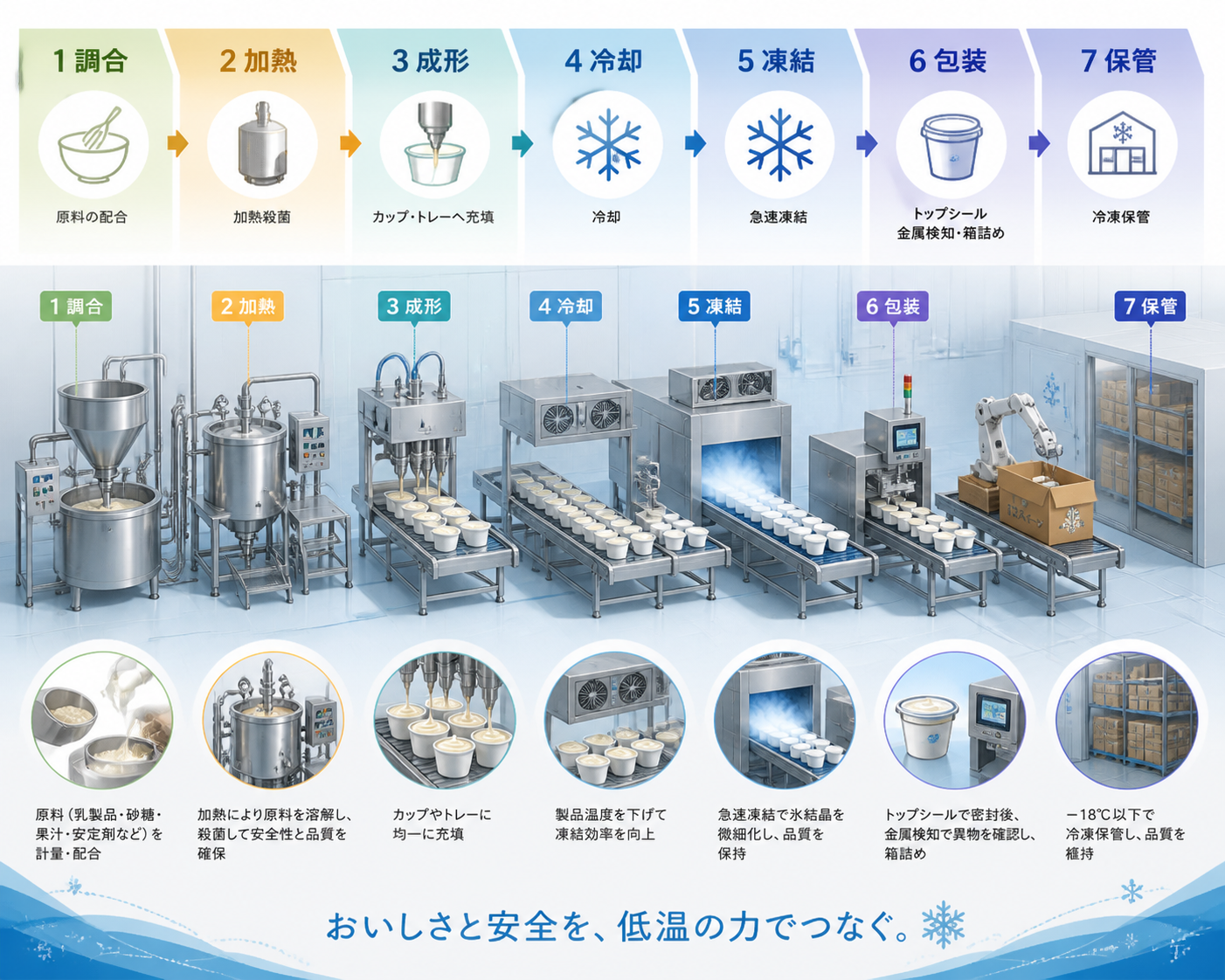 図１．冷凍スイーツの生産設備イメージ
