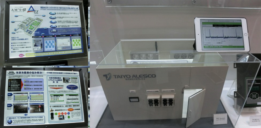 写真8 – 3. 「TKSシステム（冷凍冷蔵庫省エネコントロールシステム）」と 「AM’S＋α（Alesco Monitoring System Alfa）」の紹介ミニチュアモデル