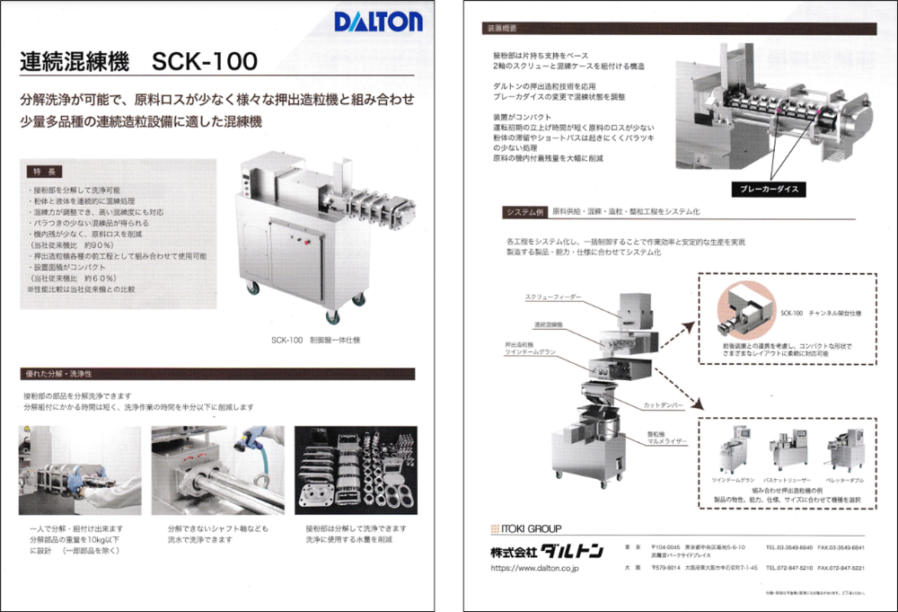 写真2-3-2. 食品向け連続混練機「SCK100」